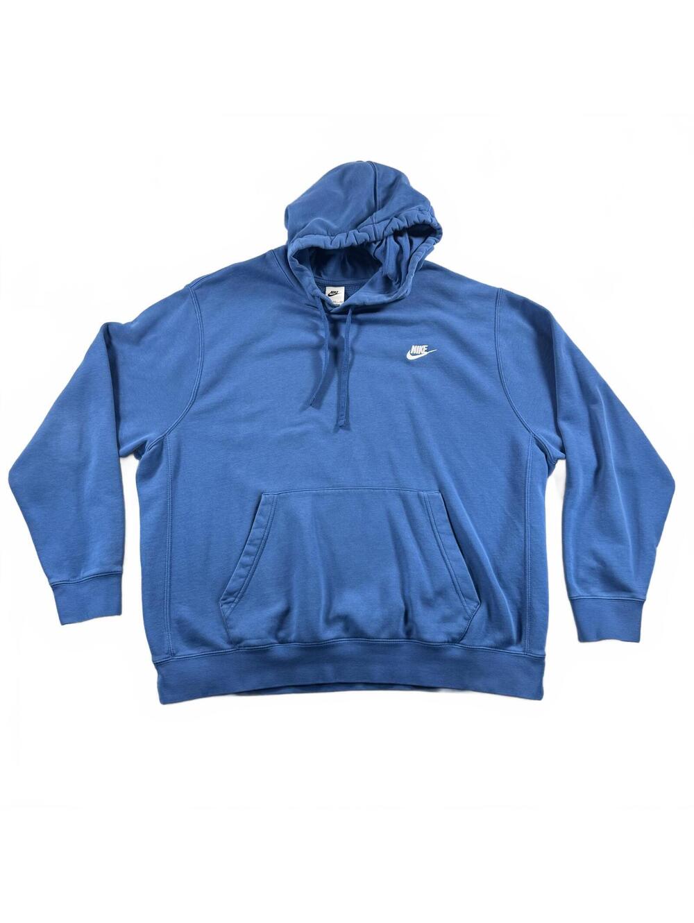 Nike Sportswear Club Fleece Pullover Hoodie Men’s XXL Blue Swoosh Logo